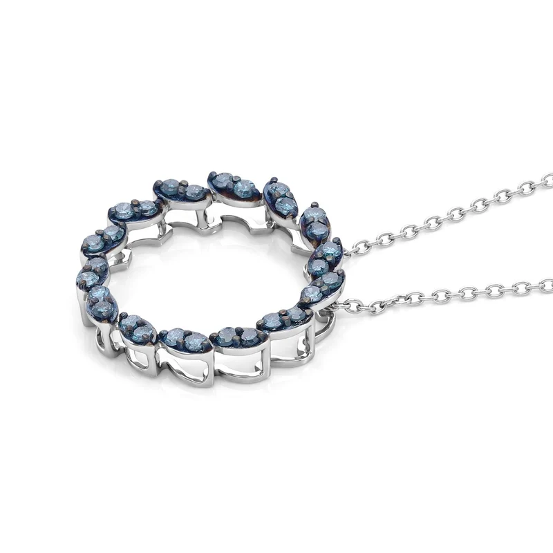 D'Joy Blauer Diamant (IR) Schmuckset ca. 45 cm 925 Silber Rhodiniert ca. 0.33 ct