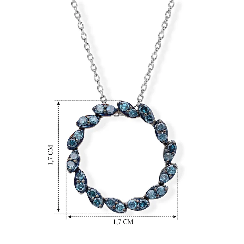 D'Joy Blauer Diamant (IR) Schmuckset ca. 45 cm 925 Silber Rhodiniert ca. 0.33 ct