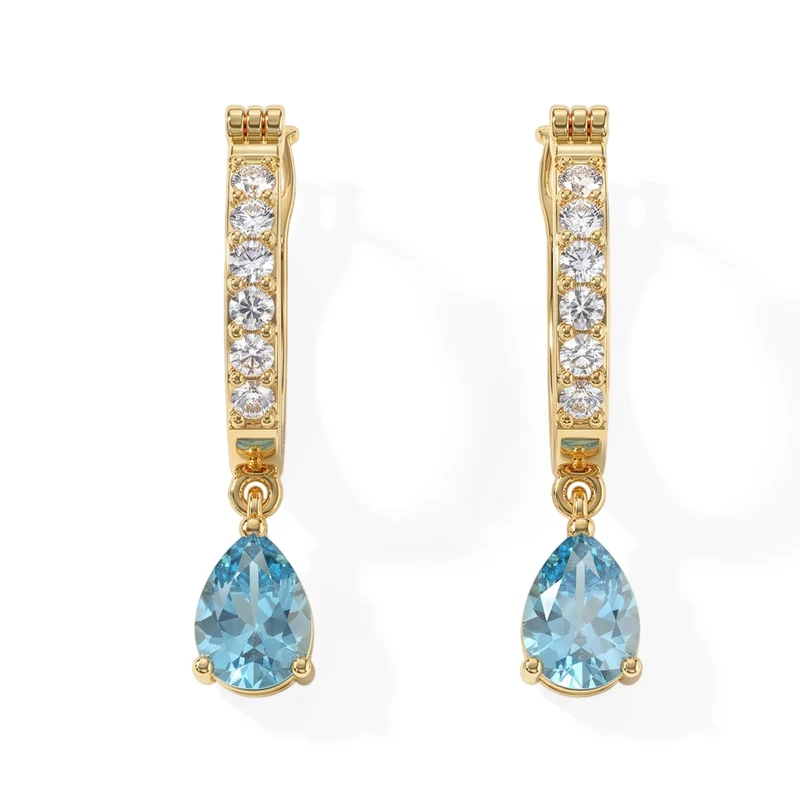 EVER TRUE Blauer Apatit, Weißer Zirkon Ohrringe Nickelfreies Messing ca. 2,04 ct.