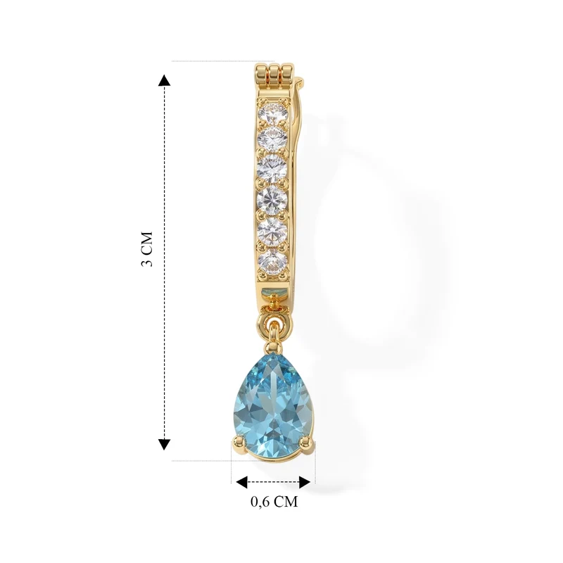 EVER TRUE Blauer Apatit, Weißer Zirkon Ohrringe Nickelfreies Messing ca. 2,04 ct.