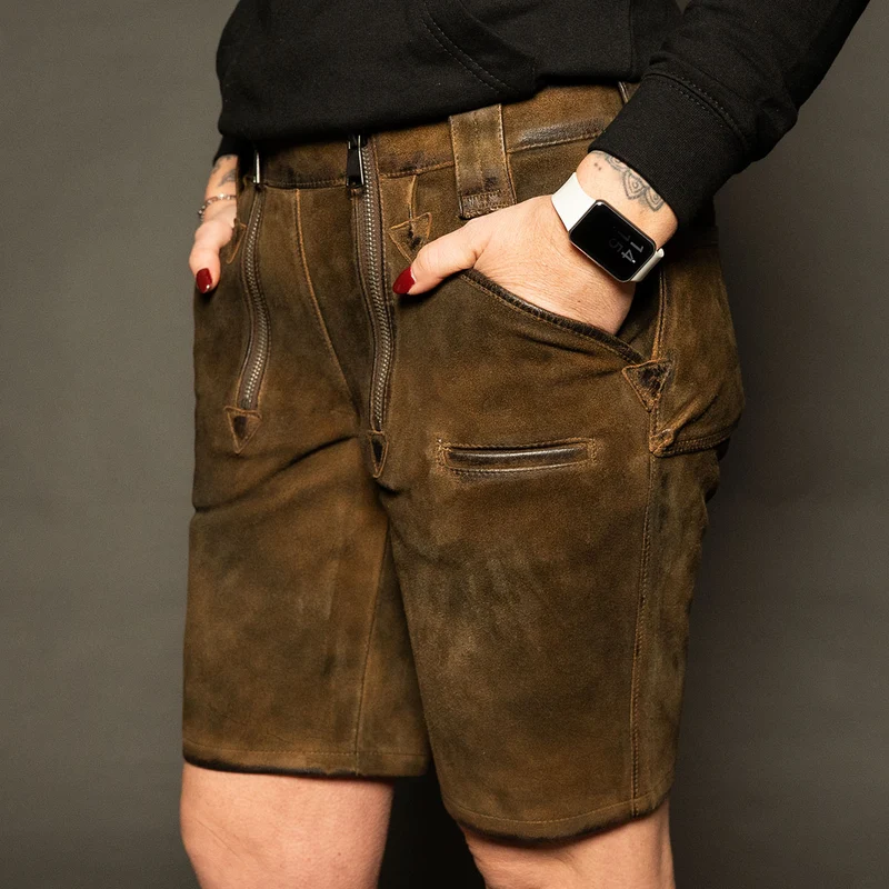 Datschi Trachten Damen Zunft Lederhose Richtfest Braun Wildbock Leder