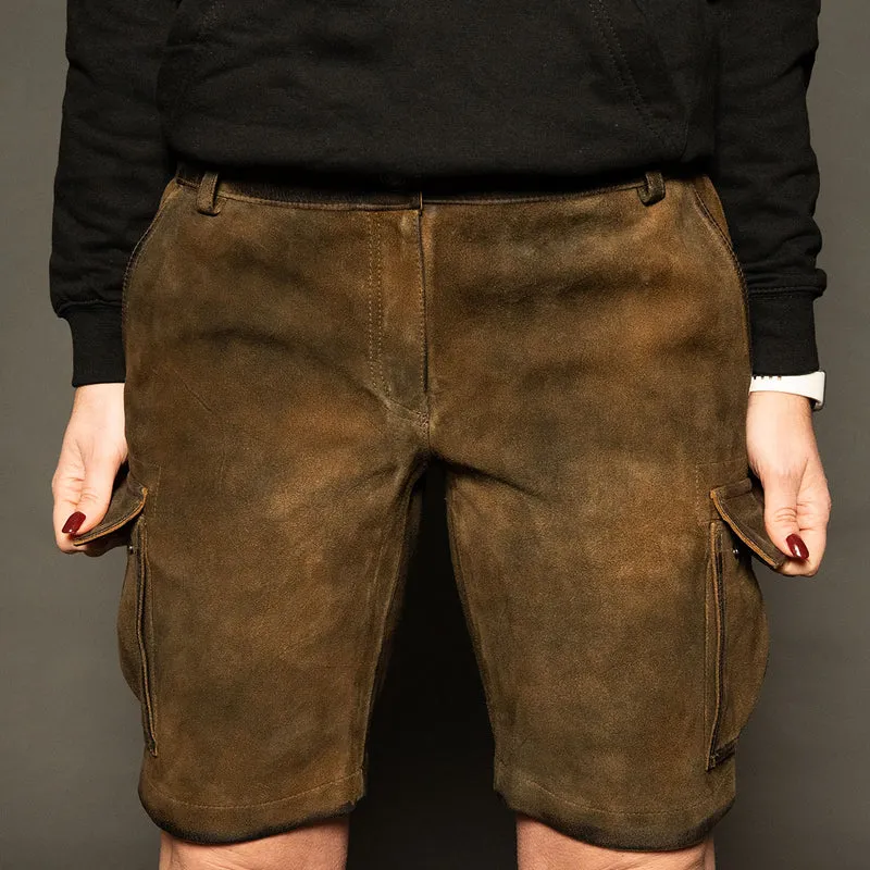 Datschi Trachten Damen Cargo Lederhose Leni Braun Wildbock Leder