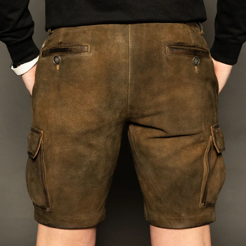 Datschi Trachten Damen Cargo Lederhose Leni Braun Wildbock Leder