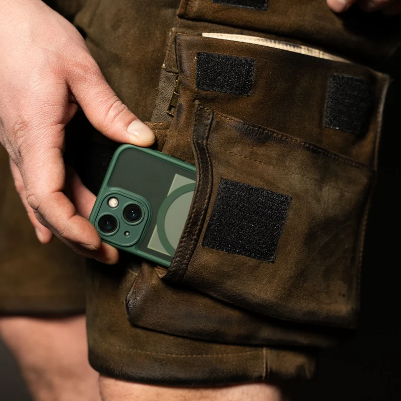 Datschi Trachten Cargo Lederhose Xaver Shorts Braun