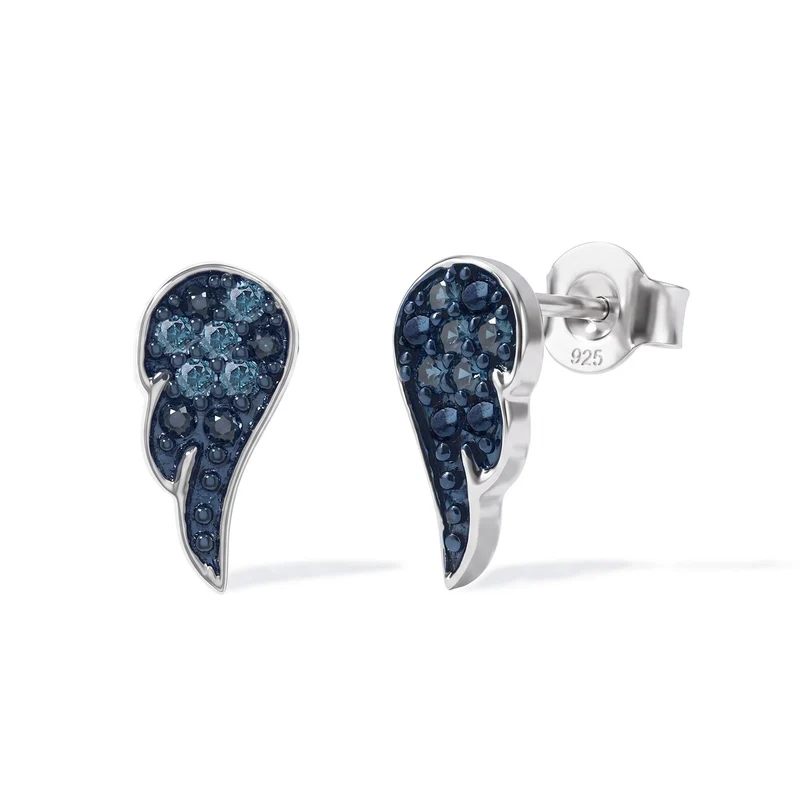 D'Joy Blauer Diamant (IR) Ohrringe 925 Silber Rhodiniert (9-14 Werktage Lieferzeit) ca. 0.15 ct