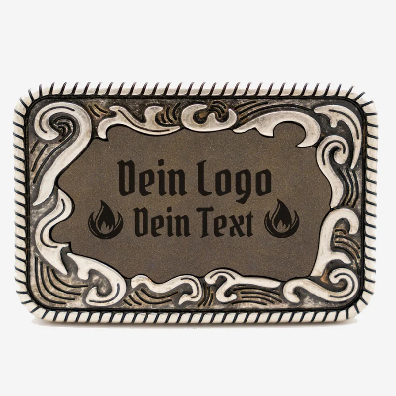 Gürtelschnalle Tracht mit eigenem Logo Silber Antik ab 1 Stk.