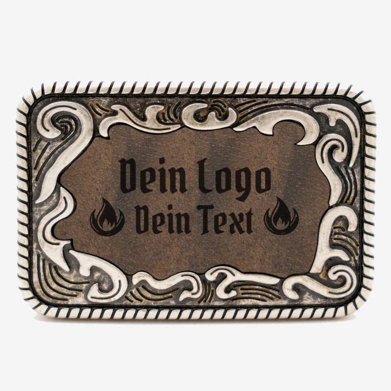 Gürtelschnalle Tracht mit eigenem Logo Silber Antik ab 1 Stk.