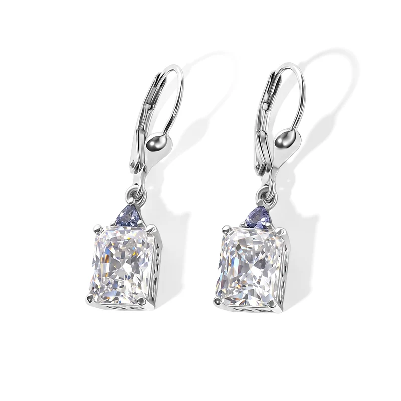 D'Joy Moissanit, Tansanit Ohrringe 925 Silber Rhodiniert ca. 5,02 ct.