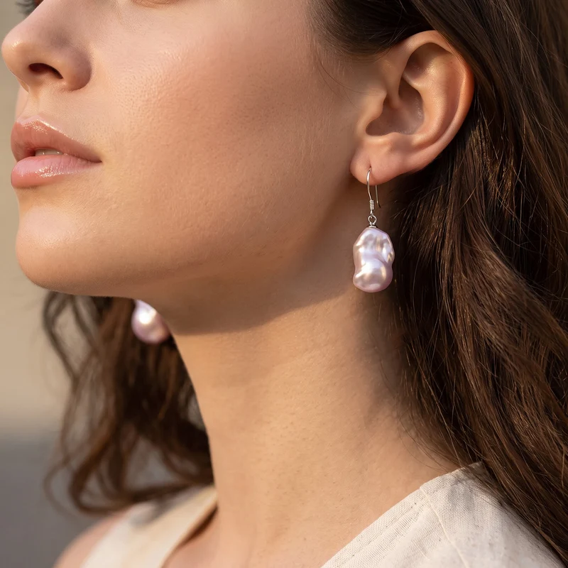 D'Joy Weiße Barockperle (11-12 mm) Ohrringe 925 Silber Rhodiniert