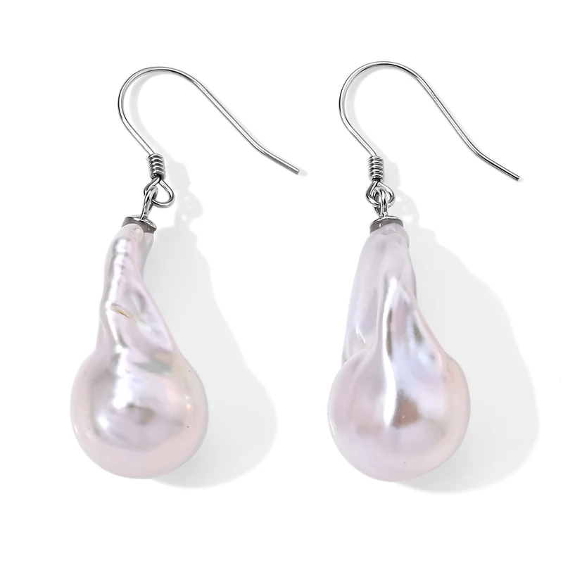 D'Joy Weiße Barockperle (11-12 mm) Ohrringe 925 Silber Rhodiniert