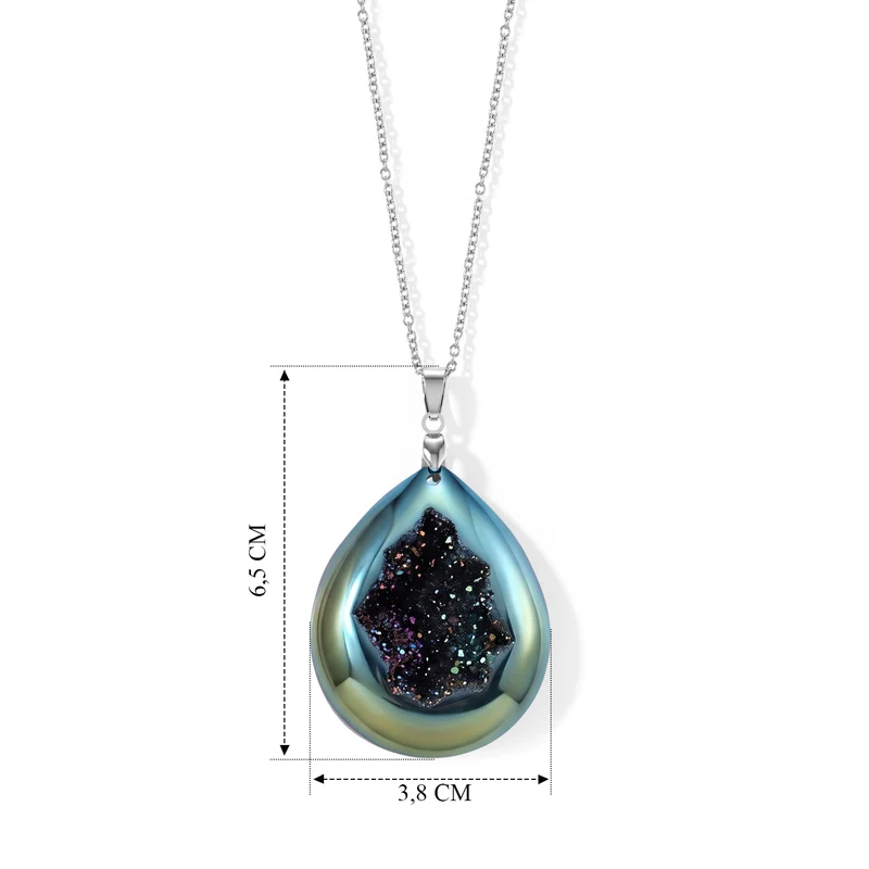 Drusy Achat Anhänger mit Kette, ca. 50 cm ca. 60.00 ct