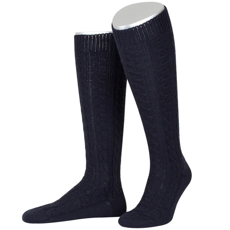 Trachten Kniestrumpf Merino Schurwolle Marine Blau