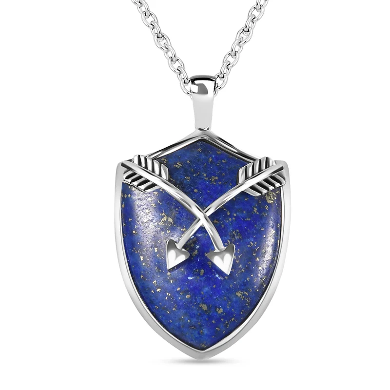 Lapislazuli Anhänger mit Kette, 60 cm, Edelstahl ca. 27,90 ct