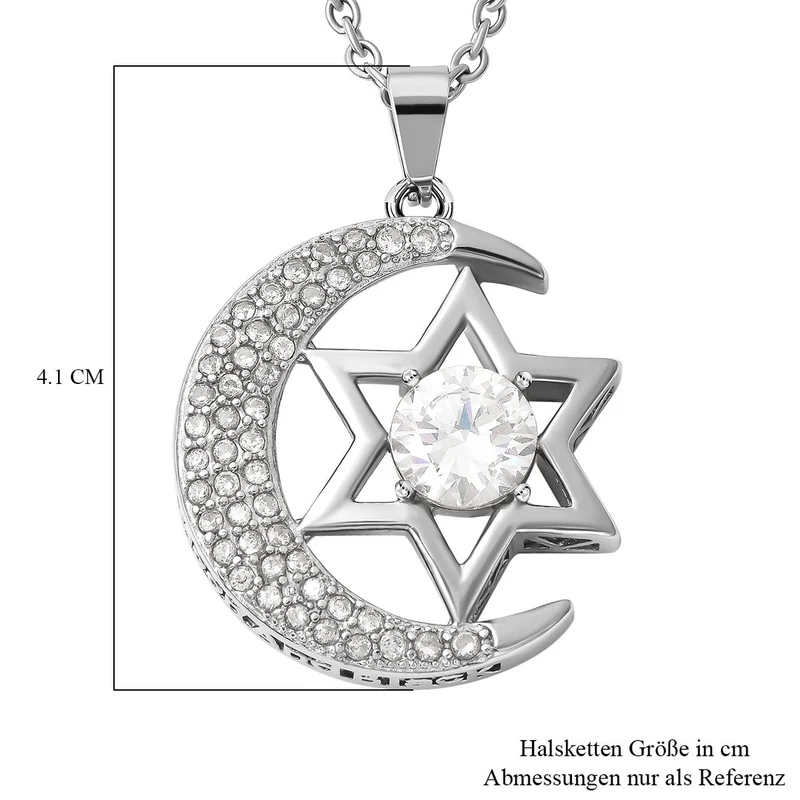 Weißer Zirkonia Anhänger mit Kette 60 cm Edelstahl ca. 3,00 ct
