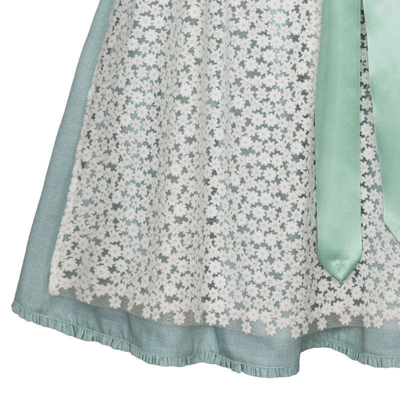 Alpenfee Dirndl Lara Mint Grün 60cm Hochgeschlossen Blumenmuster