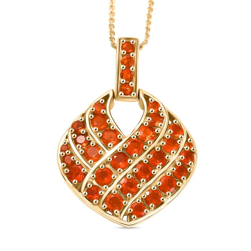 D'Joy AAA Blaze Feueropal Schmuckset ca. 50 cm 925 Silber 750 Gelbgold Vermeil ca. 2,12 ct.