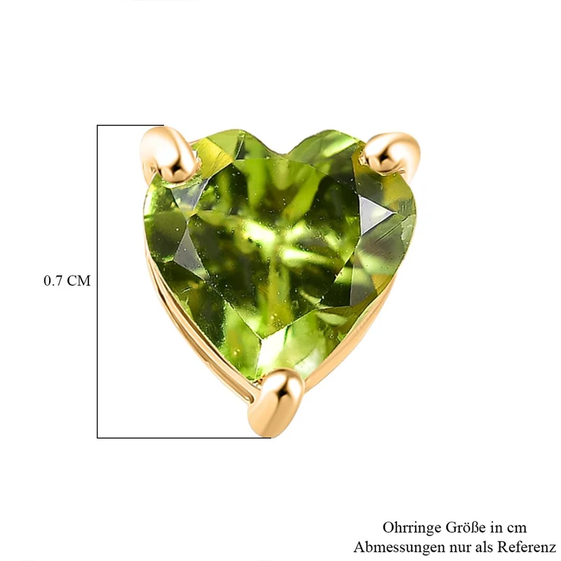 Peridot Ohrstecker 925 Silber vergoldet ca. 1.28 ct