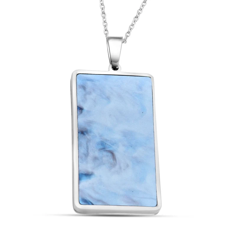 Blauer Edelstahl-Anhänger mit Kette, reiner Edelstahl ca. 5.00 ct