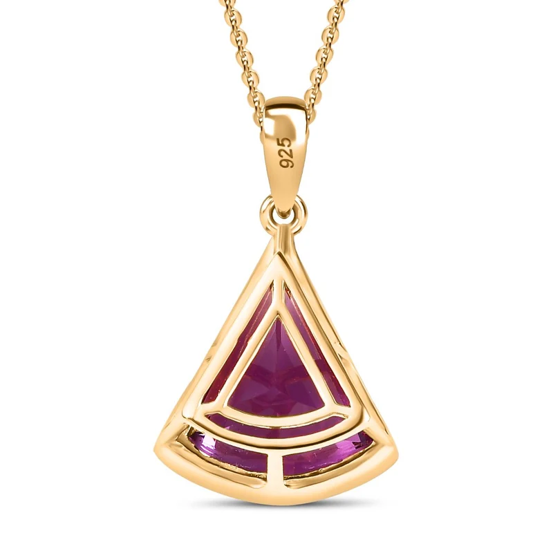 Afrikanischer Amethyst Anhänger mit Kette, 925 Silber Gelbgold Vermeil ca. 5.45 ct