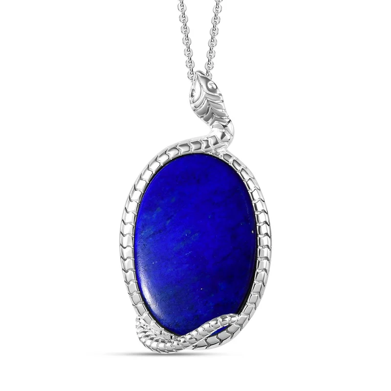 Lapislazuli-Anhänger mit Kette, 925 Silber ca. 36.52 ct