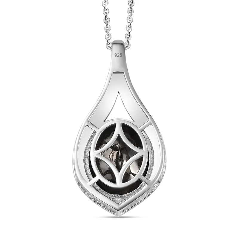 Elite Shungit Anhänger mit Kette, 925 Silber platiniert ca. 2.89 ct