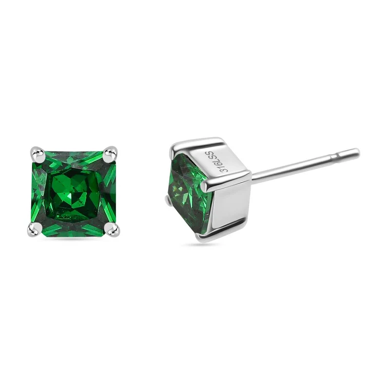 3er Set - Chromdiopsid Zirkonia Anhänger mit Kette, Ring und Ohrringe (Größe 21.00), Edelstahl