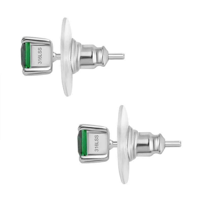 3er Set - Chromdiopsid Zirkonia Anhänger mit Kette, Ring und Ohrringe (Größe 21.00), Edelstahl