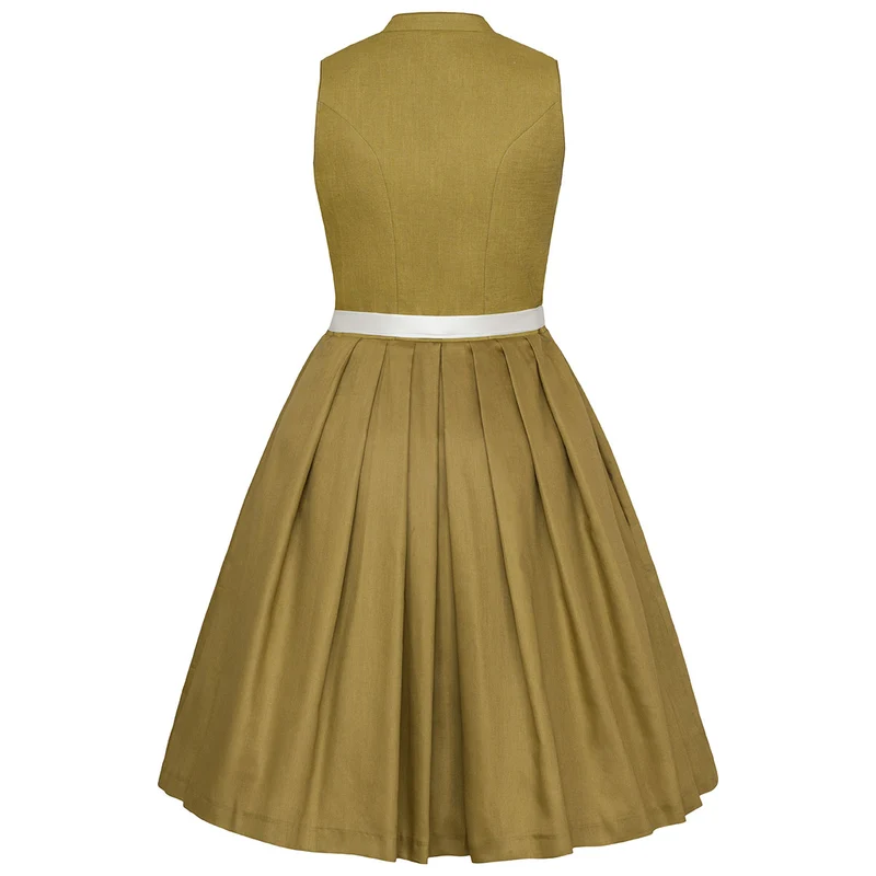 Alpenfee Dirndl Xara Moos Grün Hochgeschlossen 60cm