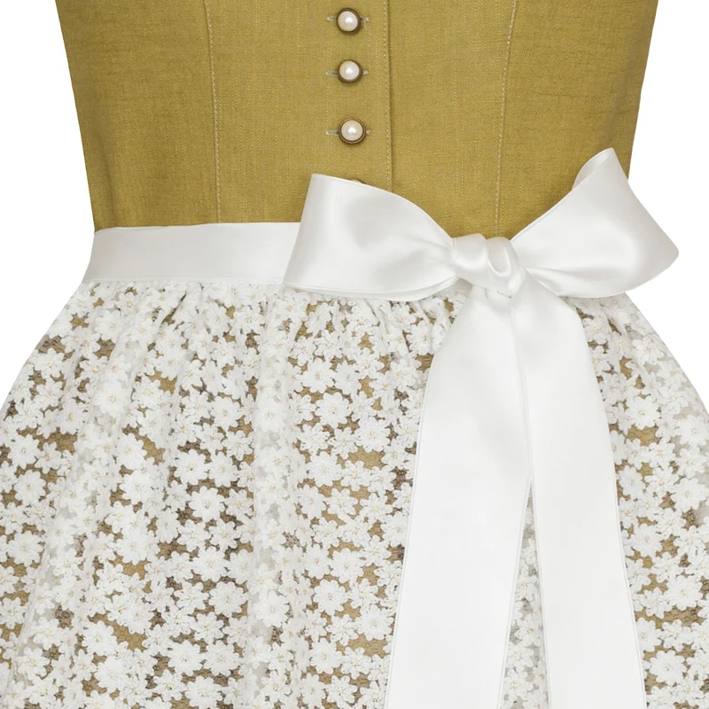 Alpenfee Dirndl Xara Moos Grün Hochgeschlossen 60cm