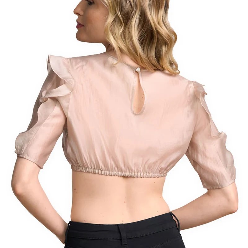 Krüger Dirndlbluse Kavya Beige Flügelarm
