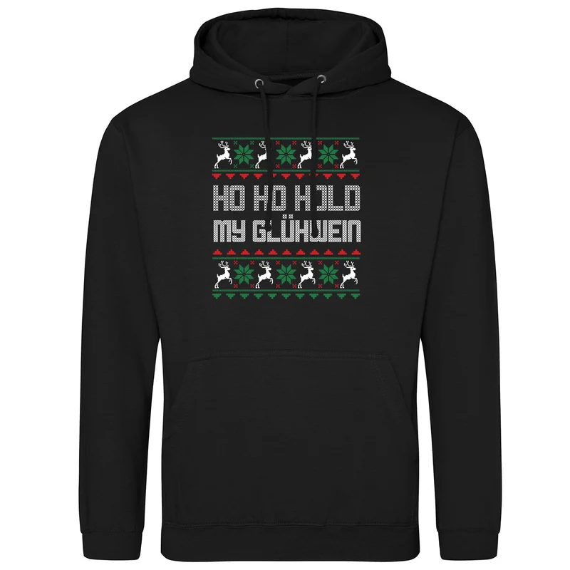 HO HO Hold my Glühwein Ugly Christmas Hoodie
