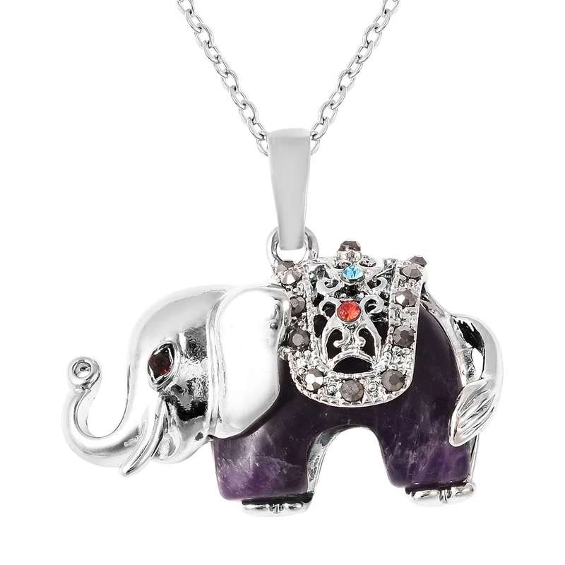 Afrikanischer Amethyst, Orange Zirkonia Schmuckset Reiner Edelstahl und Legierung