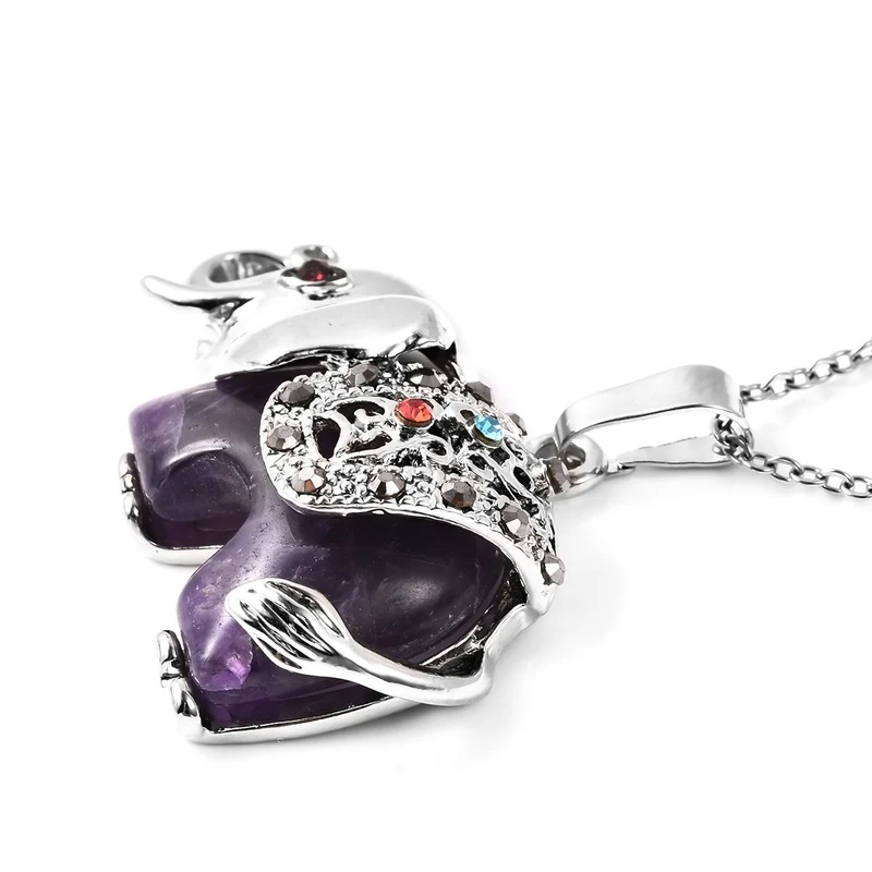 Afrikanischer Amethyst, Orange Zirkonia Schmuckset Reiner Edelstahl und Legierung