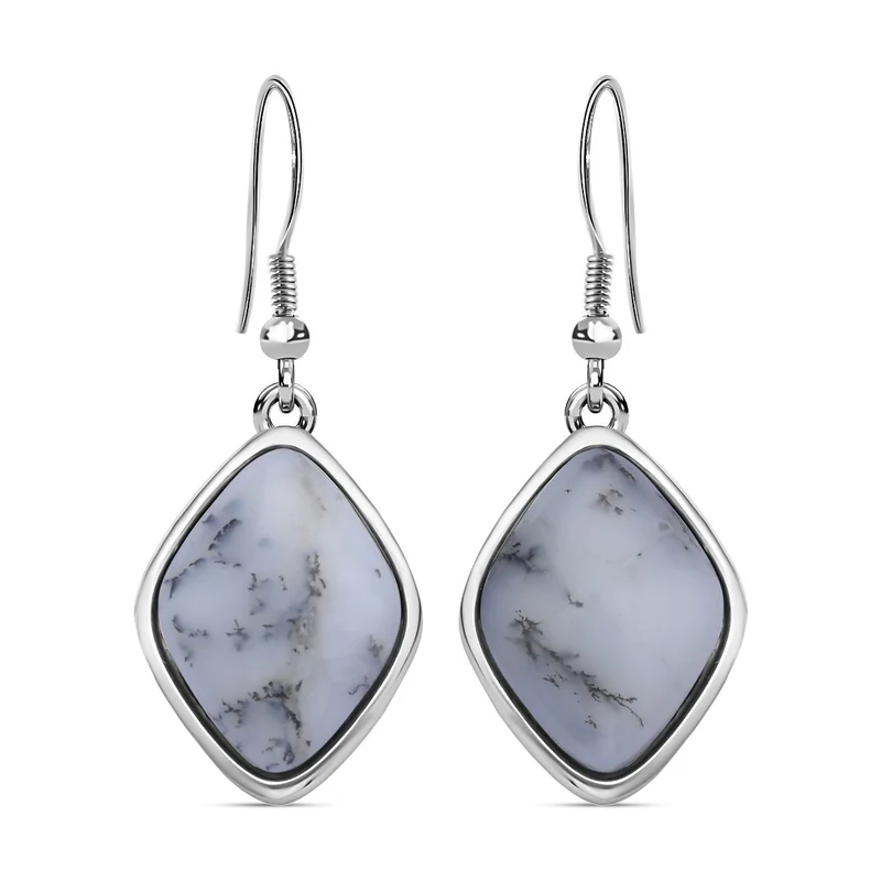 Dendritischer Achat Ohrringe, 316L Edelstahl , ca. 36.00 ct