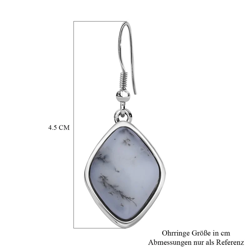Dendritischer Achat Ohrringe, 316L Edelstahl , ca. 36.00 ct