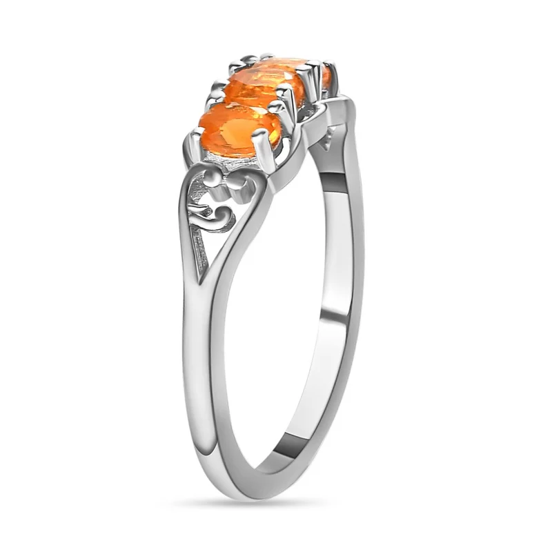 2er Set - Salamanca Feueropal-Ring und Anhänger, 925 Silber platiniert ca. 0.70 ct