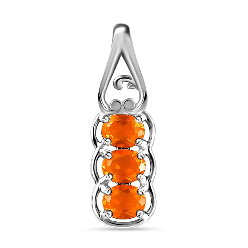 2er Set - Salamanca Feueropal-Ring und Anhänger, 925 Silber platiniert ca. 0.70 ct