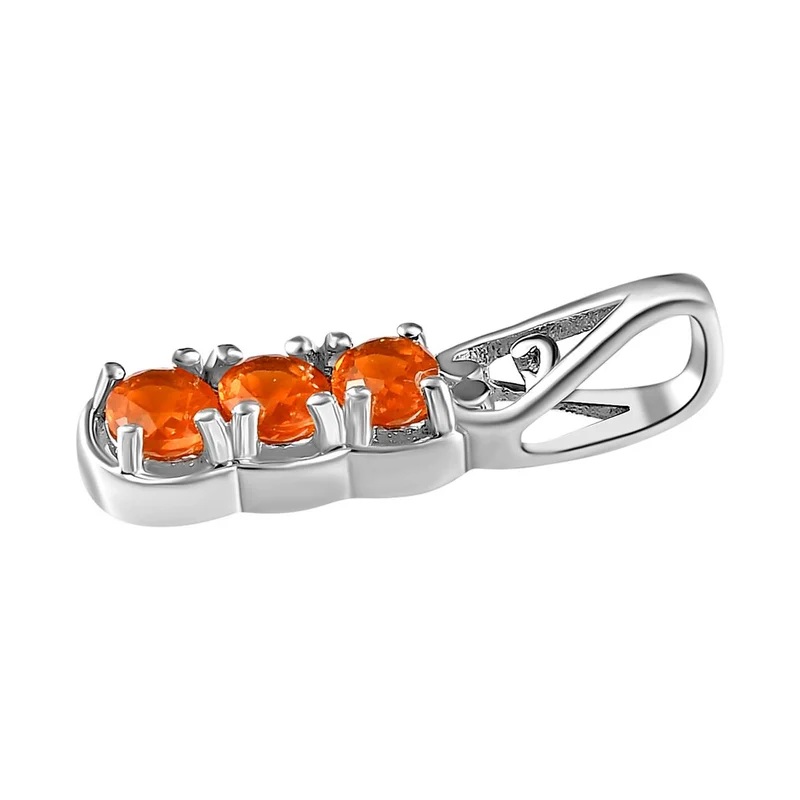 2er Set - Salamanca Feueropal-Ring und Anhänger, 925 Silber platiniert ca. 0.70 ct
