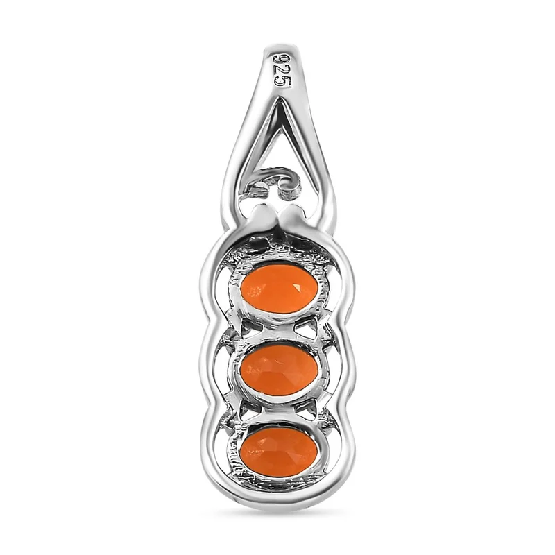 2er Set - Salamanca Feueropal-Ring und Anhänger, 925 Silber platiniert ca. 0.70 ct