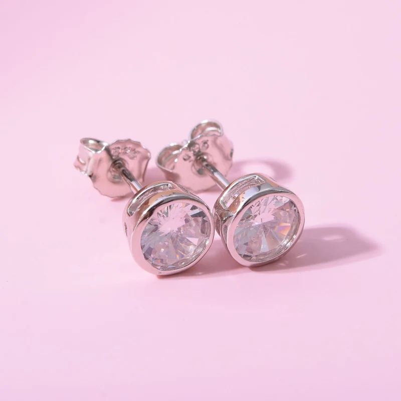Lustro Stella - Weiße Zirkonia Ohrringe, 925 Silber platiniert ca. 2.80 ct