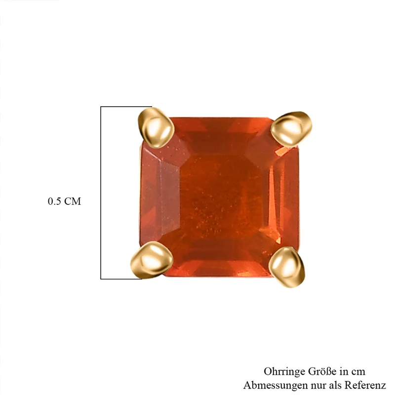 Djoy AA Mexikanischer Purpurroter Feuer Opal Ohrringe 925 Silber 750 Gelb Vergoldet ca. 0,32 ct.