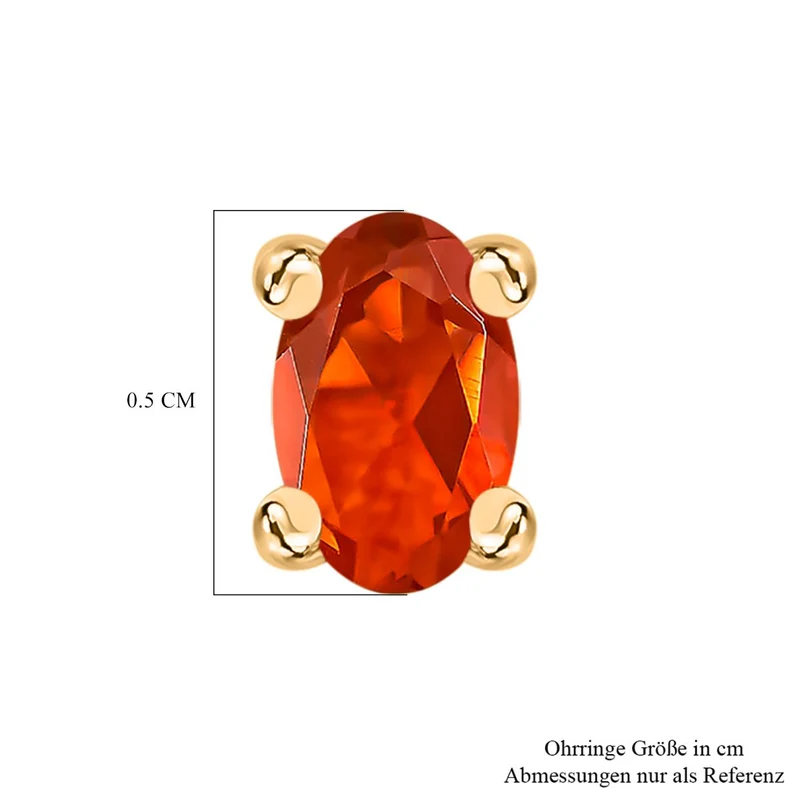Djoy AA Mexikanischer Purpurroter Feuer Opal Ohrringe 925 Silber 750 Gelb Vergoldet ca. 0,32 ct.
