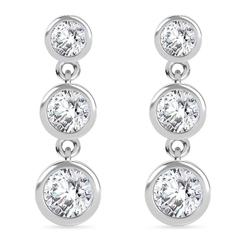 J Francis gefertigt mit SWAROVSKI Zirkonia Ohrringe 925 Silber rhodiniert