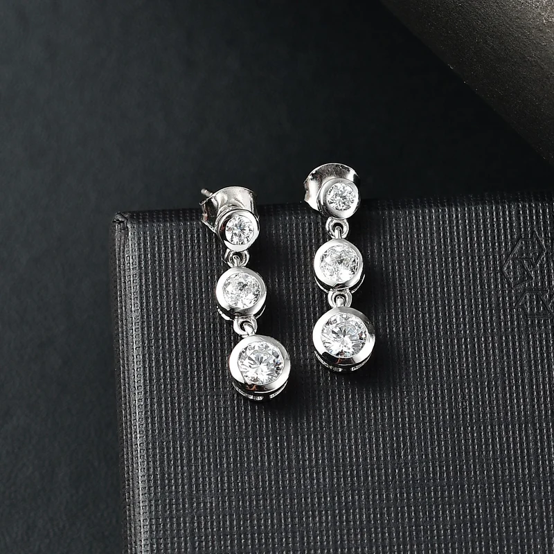 J Francis gefertigt mit SWAROVSKI Zirkonia Ohrringe 925 Silber rhodiniert