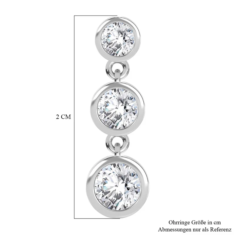 J Francis gefertigt mit SWAROVSKI Zirkonia Ohrringe 925 Silber rhodiniert