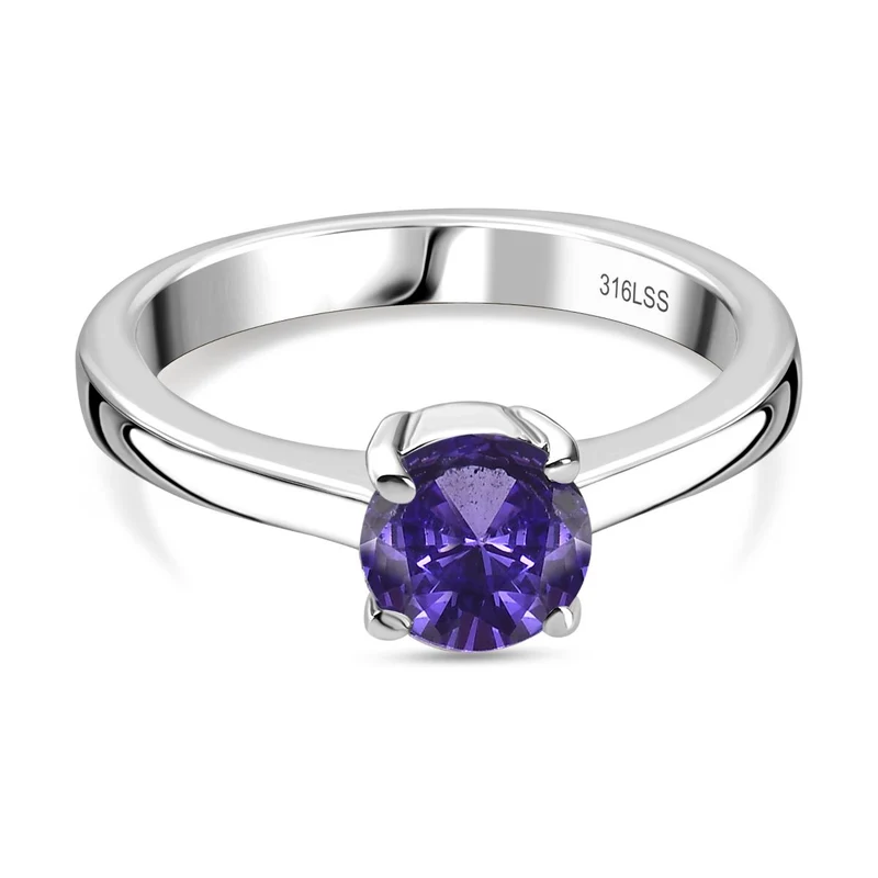 Lila Zirkonia Schmuckset Edelstahl
