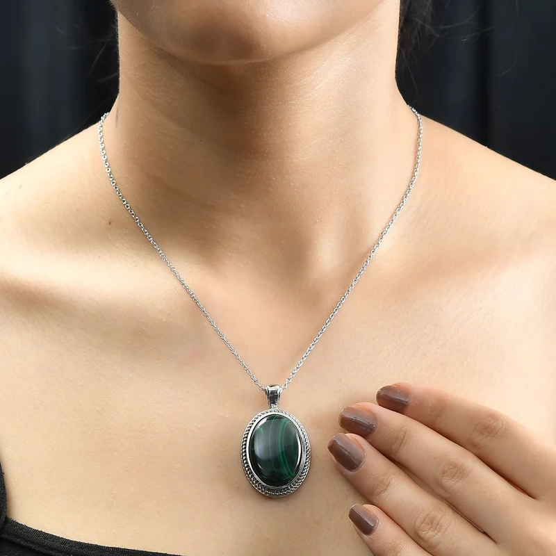 Malachit Schmuckset Edelstahl ca. 32,01 ct.