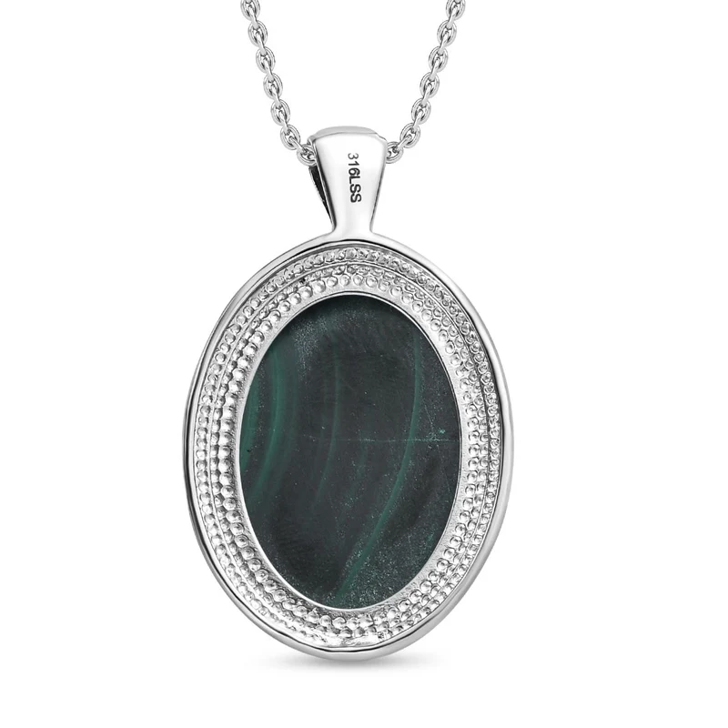 Malachit Schmuckset Edelstahl ca. 32,01 ct.