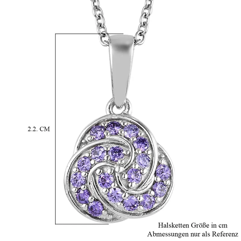 Amethyst Zirkonia Anhänger mit Edelstahl kette ca. 50 cm messing ca. 1,06 ct