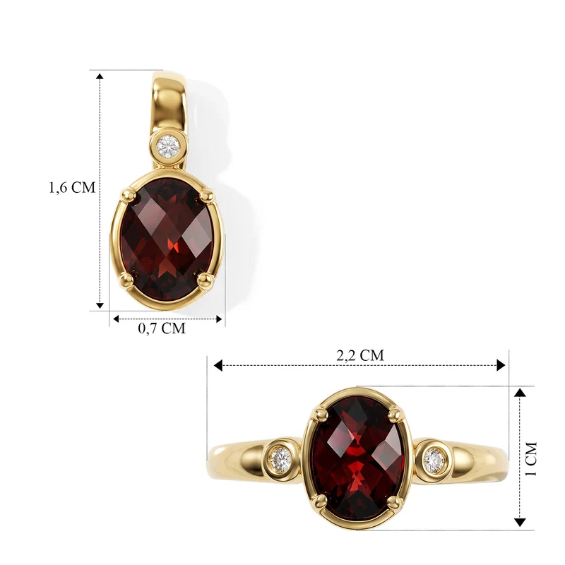 EVER TRUE 2er Set Mosambik Granat Ring und Anhänger (Größe 20.00) ca. 3.18 ct